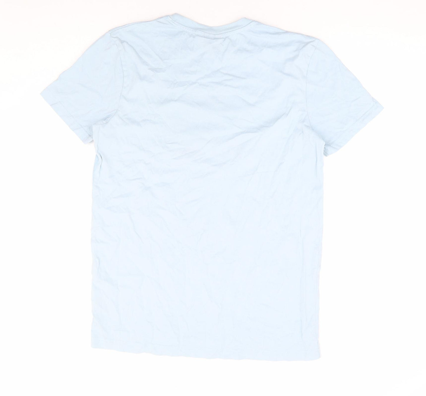 McKenzie Mens Blue Cotton T-Shirt Size S Round Neck - Palm Tree