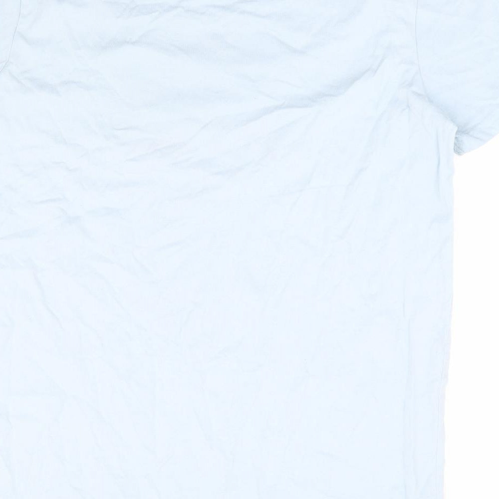 McKenzie Mens Blue Cotton T-Shirt Size S Round Neck - Palm Tree