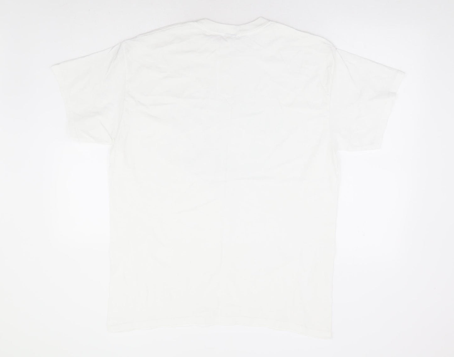 Girl Knows All Womens White Polyester Basic T-Shirt Size M Round Neck - St Tropez