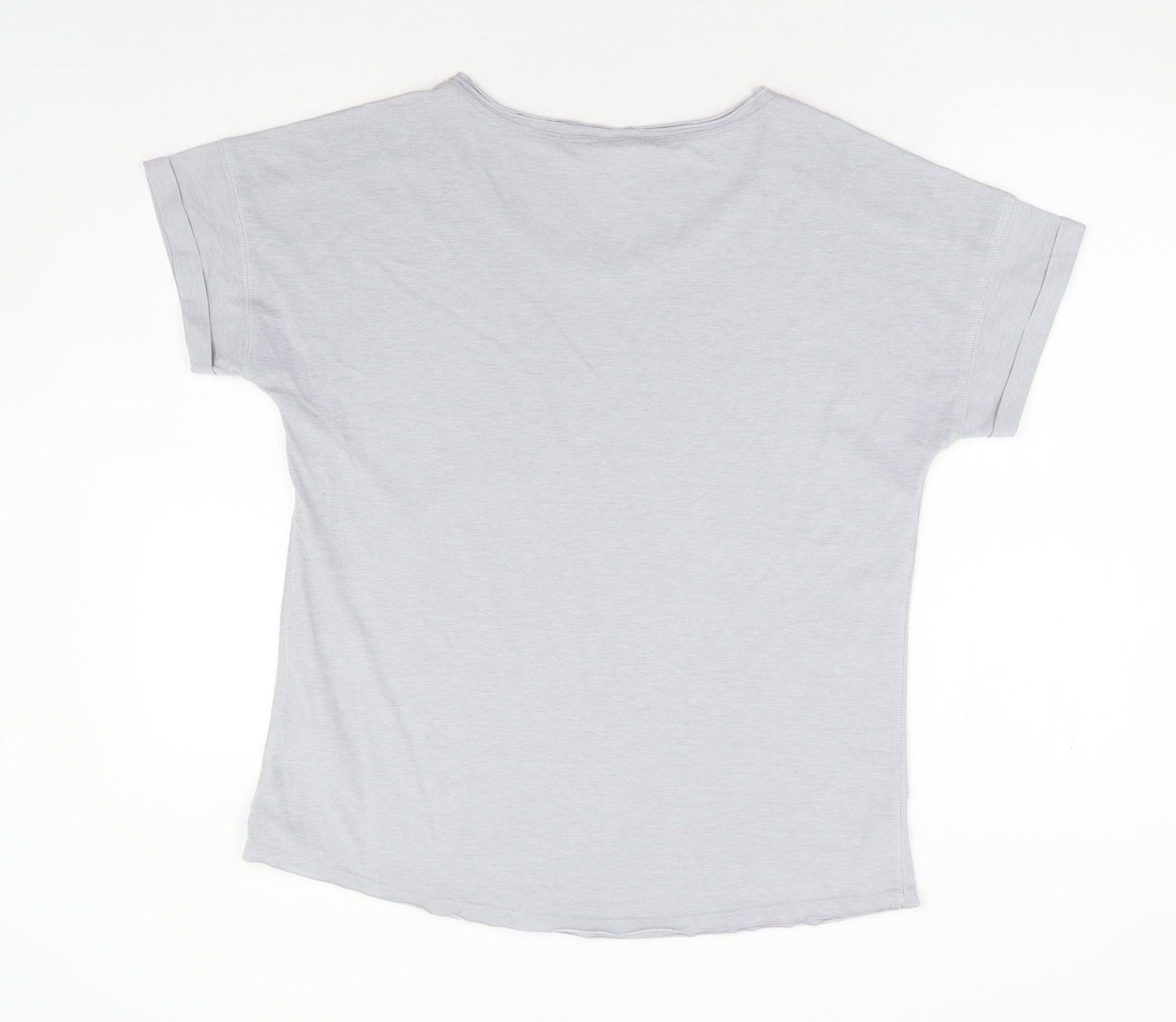 NEXT Womens Grey Cotton Basic T-Shirt Size 14 V-Neck - Think Happy Be Happy