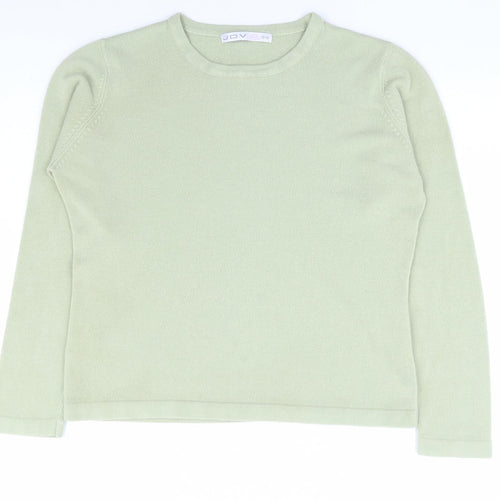 JDV Womens Green Round Neck Acrylic Pullover Jumper Size 12