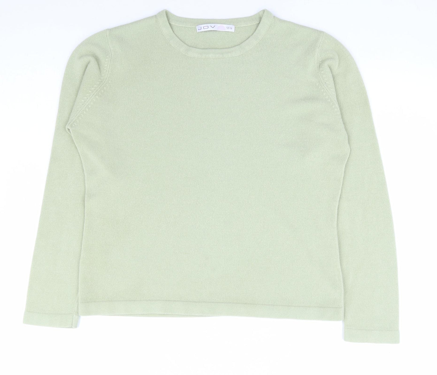 JDV Womens Green Round Neck Acrylic Pullover Jumper Size 12