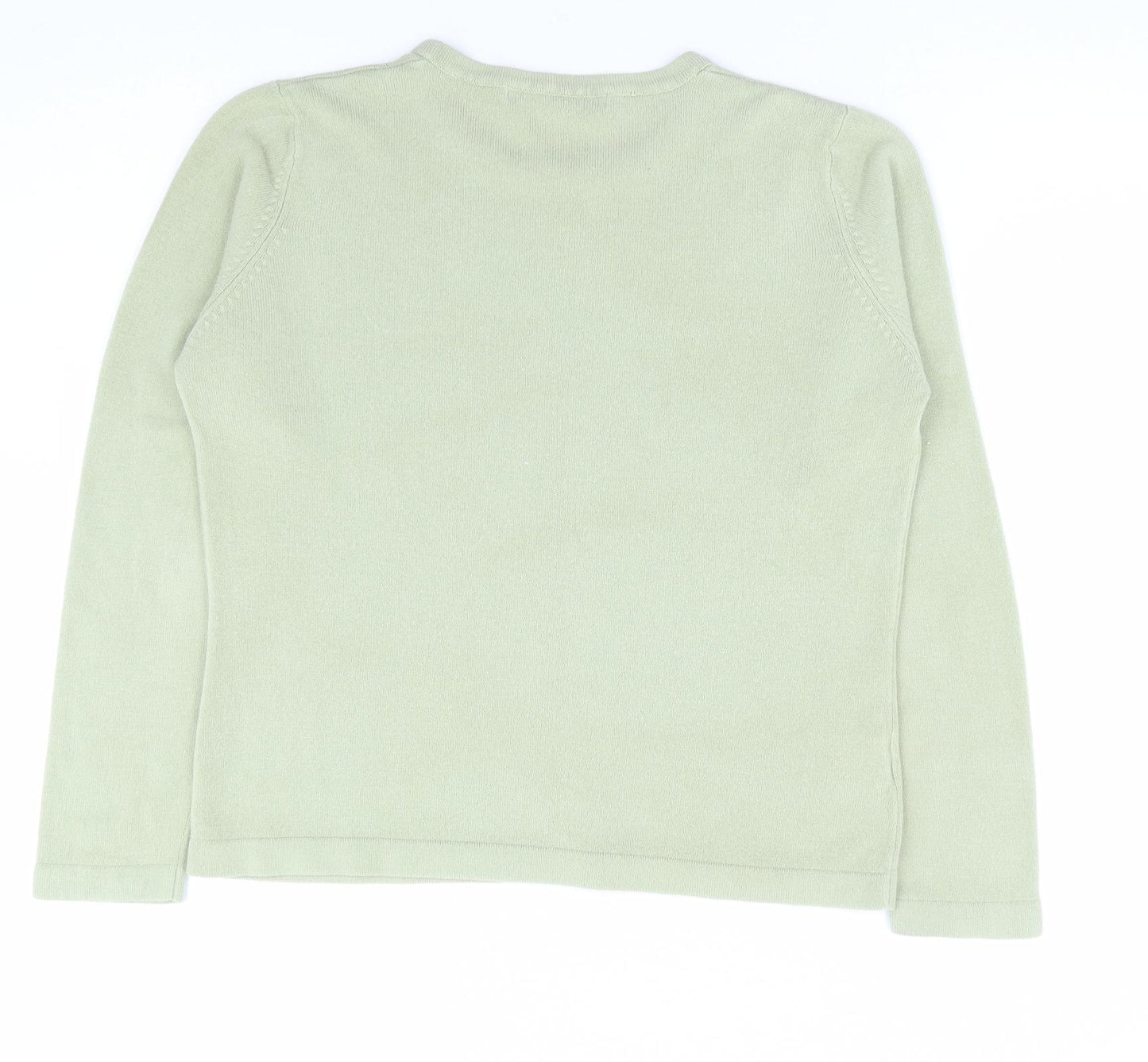 JDV Womens Green Round Neck Acrylic Pullover Jumper Size 12