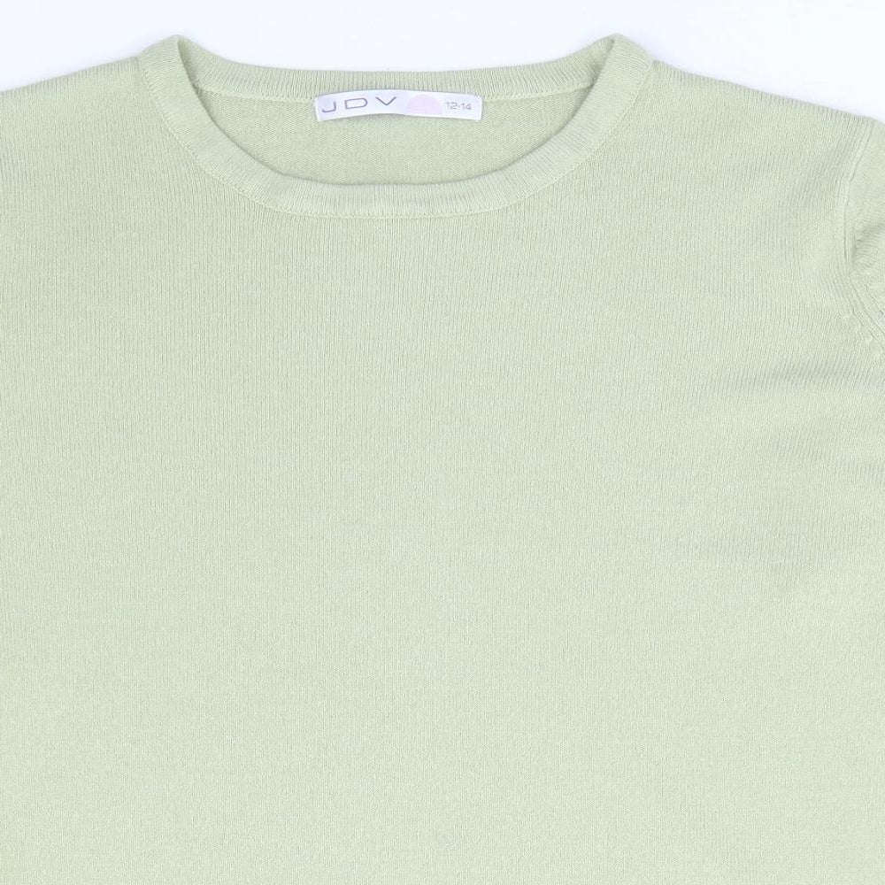 JDV Womens Green Round Neck Acrylic Pullover Jumper Size 12
