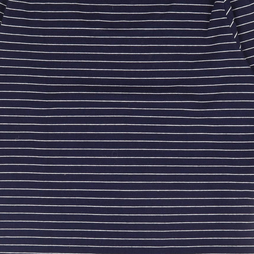 Nightengales Womens Blue Striped Cotton Basic Blouse Size S Scoop Neck