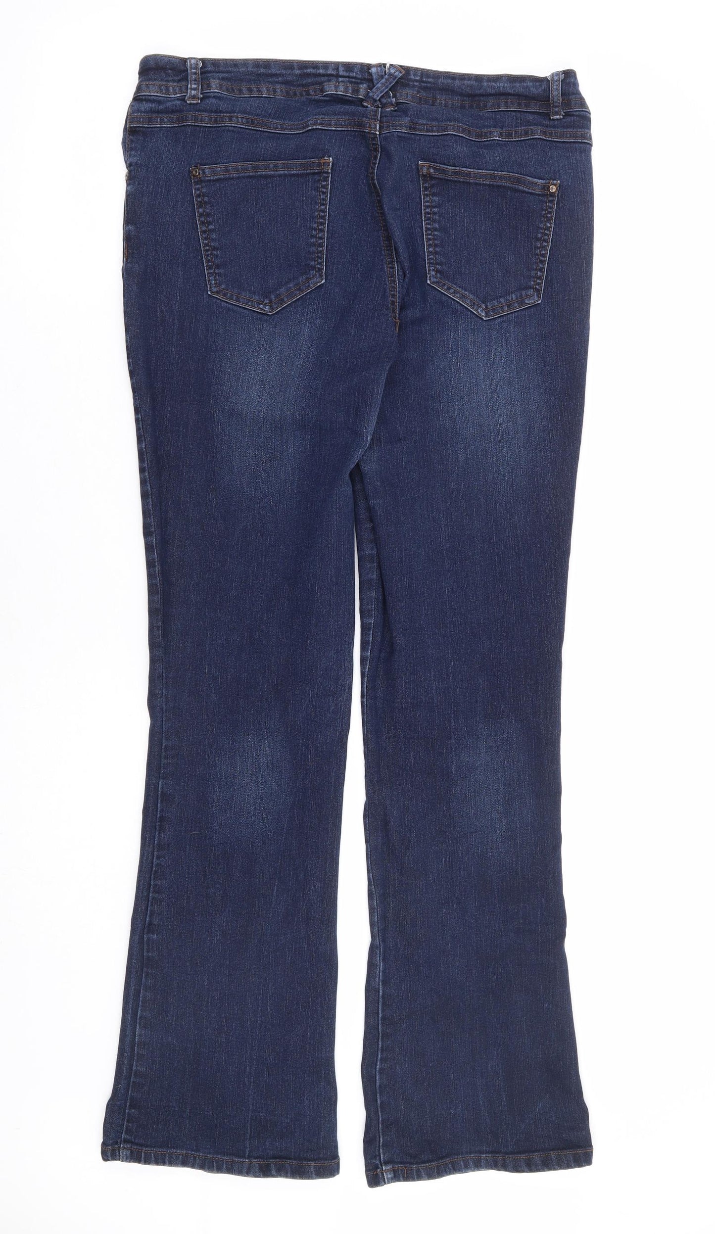 New Look Womens Blue Cotton Bootcut Jeans Size 16 L31 in Regular Zip