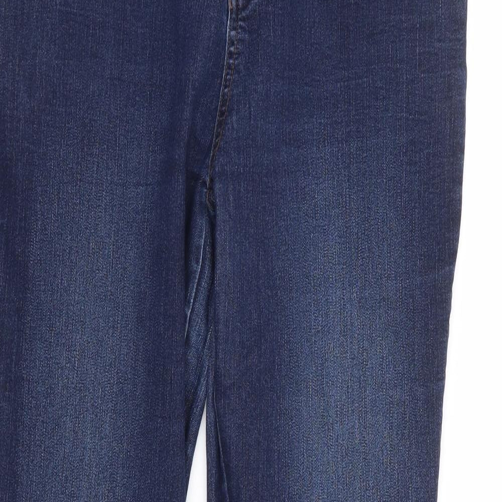 New Look Womens Blue Cotton Bootcut Jeans Size 16 L31 in Regular Zip