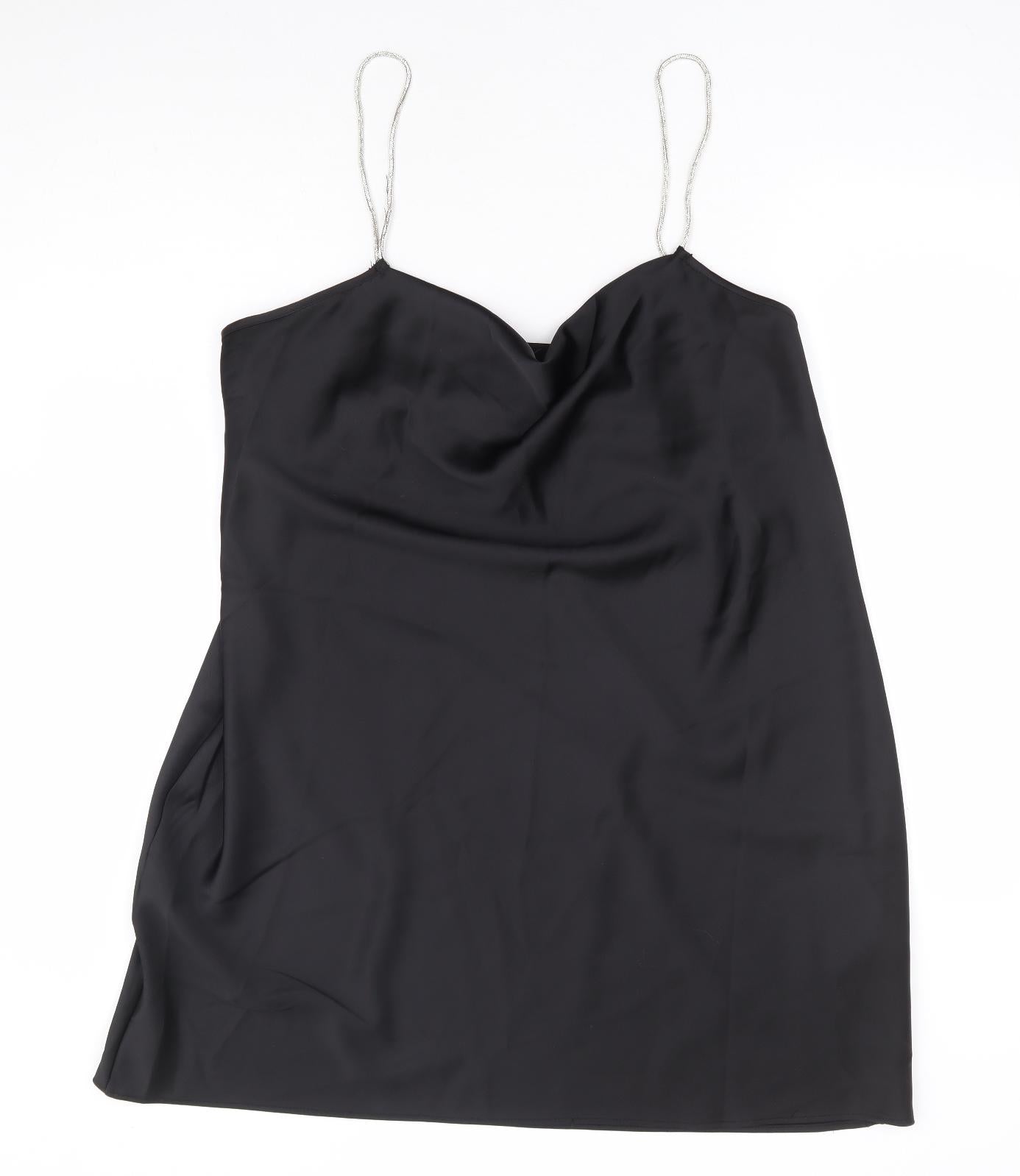 Primark Womens Black Polyester Slip Dress Size 20 Cowl Neck Pullover