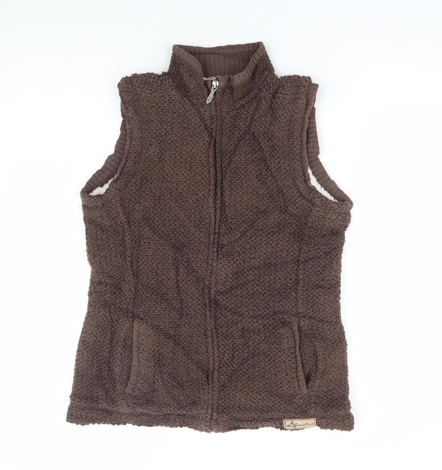 Weird Fish Womens Brown Gilet Jacket Size S Zip - Fur Lined