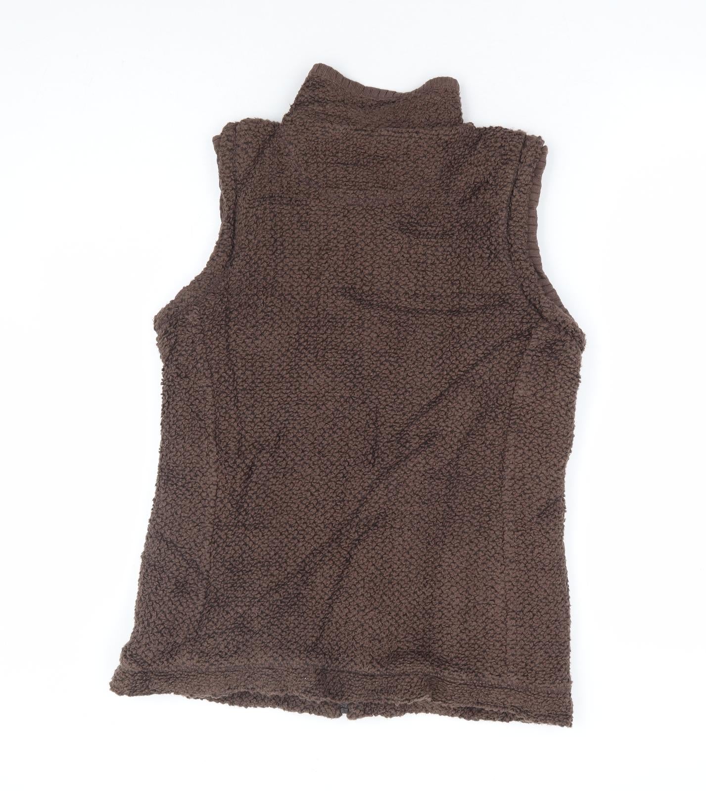 Weird Fish Womens Brown Gilet Jacket Size S Zip - Fur Lined