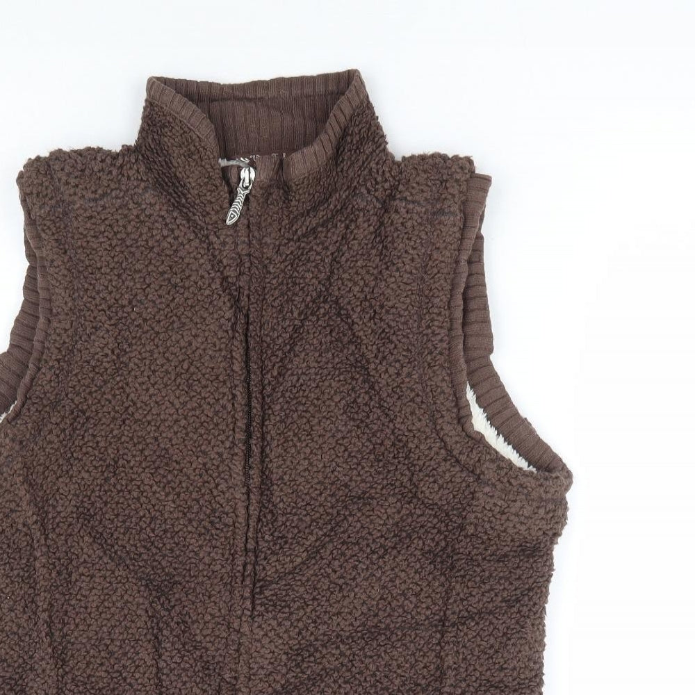 Weird Fish Womens Brown Gilet Jacket Size S Zip - Fur Lined