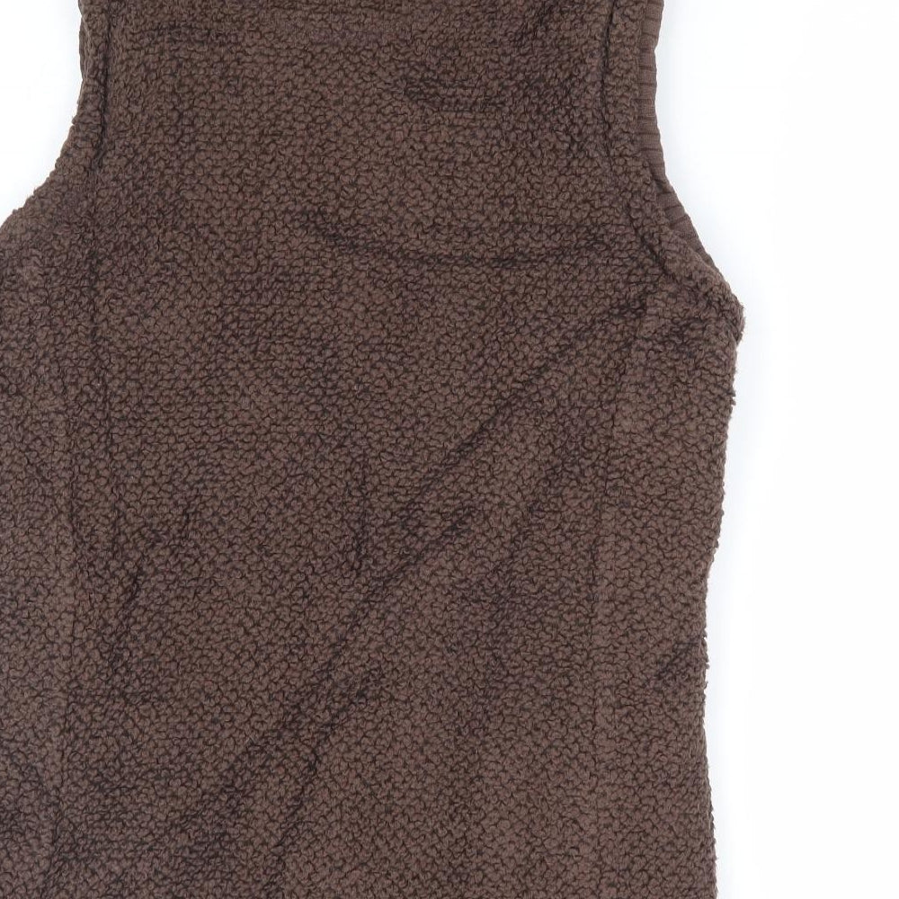 Weird Fish Womens Brown Gilet Jacket Size S Zip - Fur Lined