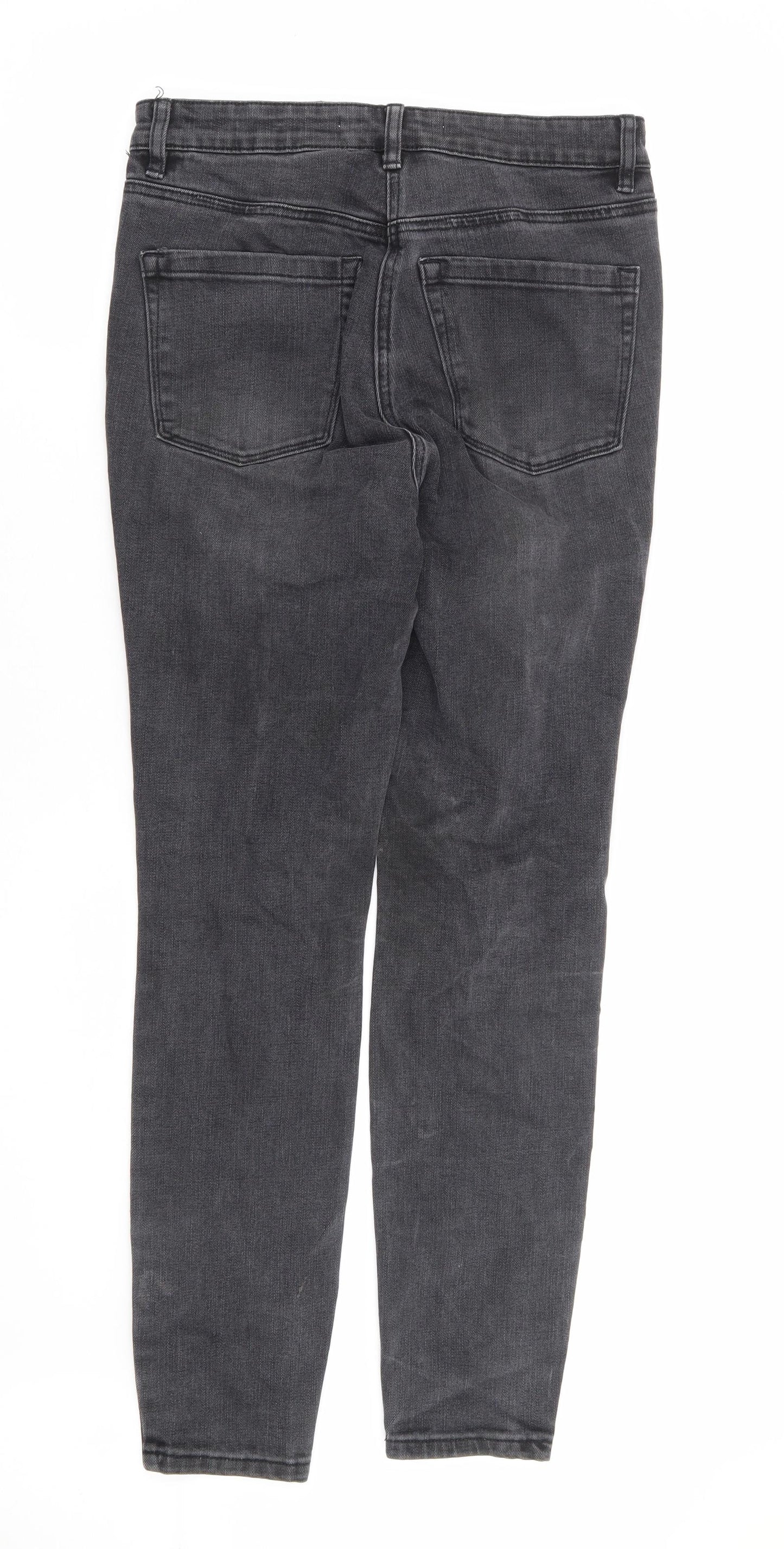 NEXT Womens Black Cotton Skinny Jeans Size 10 L28 in Regular Zip
