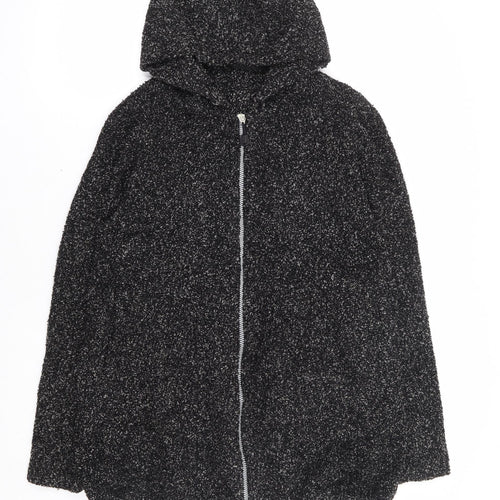 Preworn Womens Black Polyester Full Zip Hoodie Size S Zip