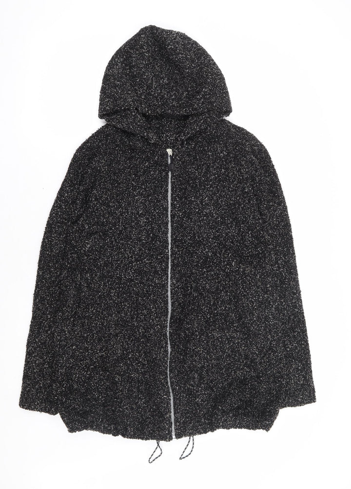 Preworn Womens Black Polyester Full Zip Hoodie Size S Zip