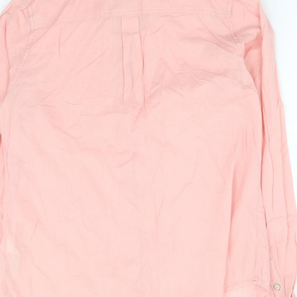 New Look Womens Pink 100% Cotton Basic Button-Up Size 10 Collared