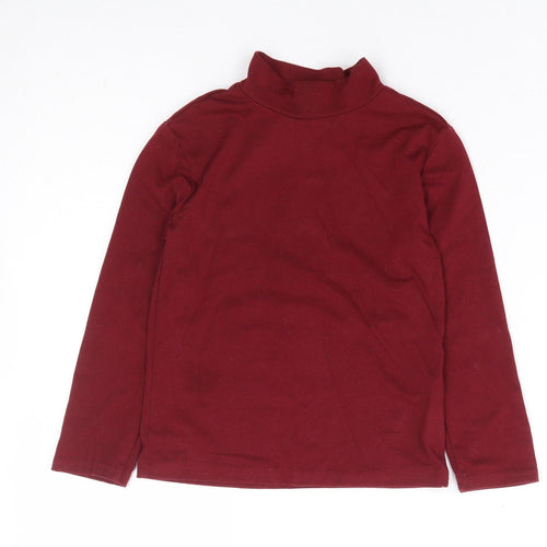 QTee Girls Red Polyester Basic T-Shirt Size 4-5 Years High Neck Pullover