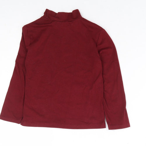 QTee Girls Red Polyester Basic T-Shirt Size 4-5 Years High Neck Pullover