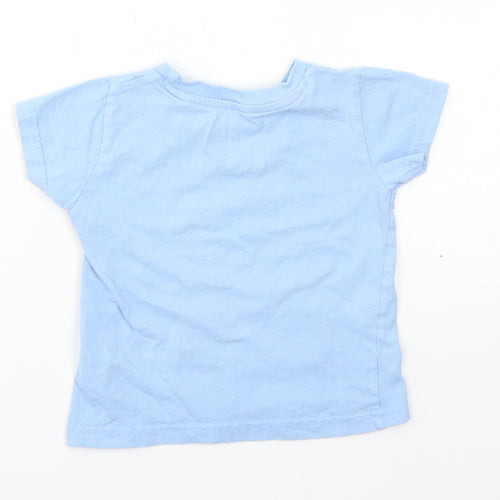 Peppa Pig Boys Blue Cotton Basic T-Shirt Size 2-3 Years Round Neck Pullover - Digger, Peppa pig