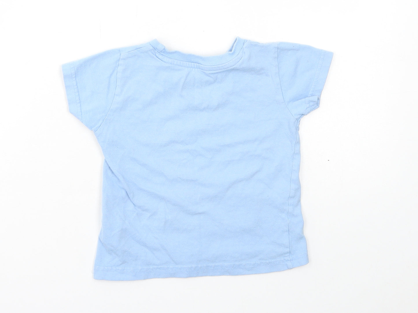 Peppa Pig Boys Blue Cotton Basic T-Shirt Size 2-3 Years Round Neck Pullover - Digger, Peppa pig