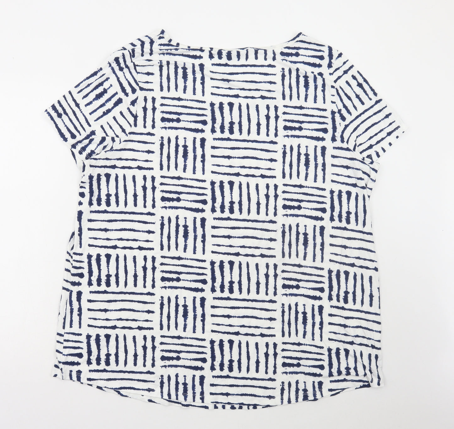 Evans Womens White Geometric Viscose Basic T-Shirt Size 22 Sweetheart