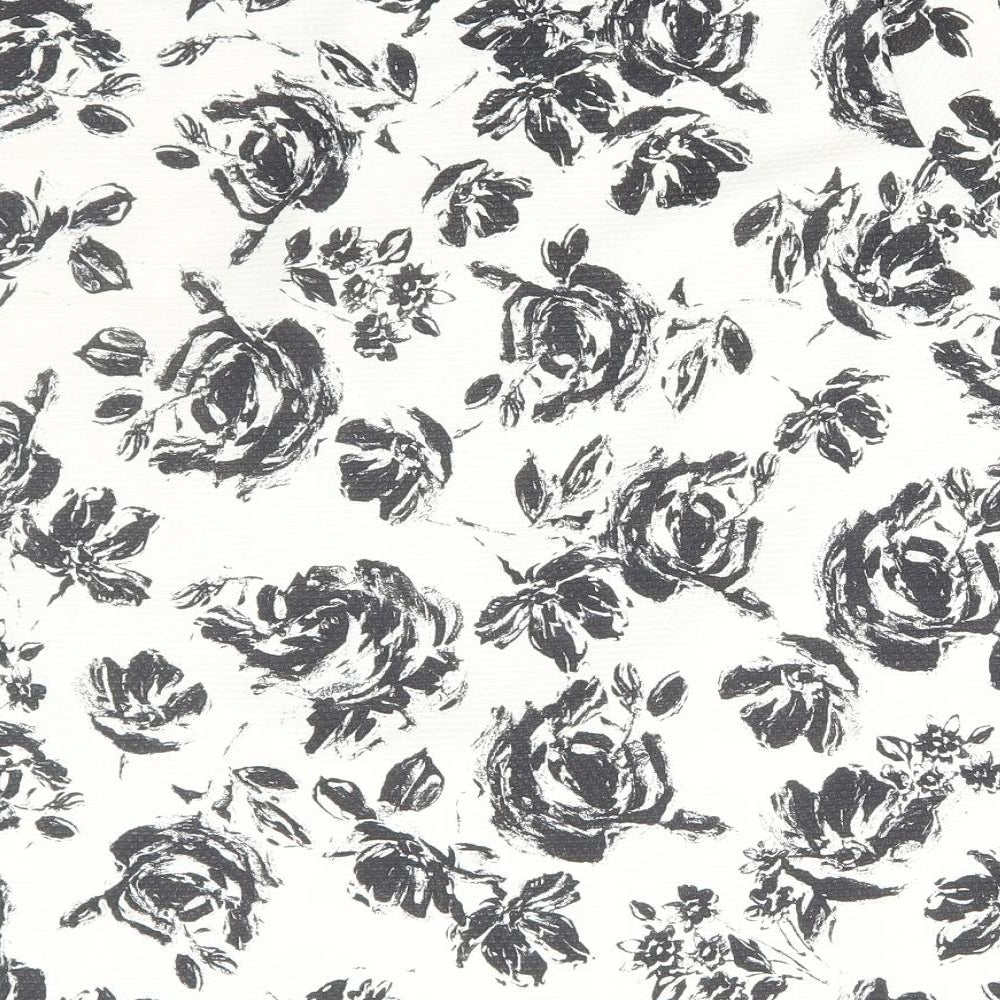 George Womens Black Floral Polyester Basic T-Shirt Size 22 Round Neck
