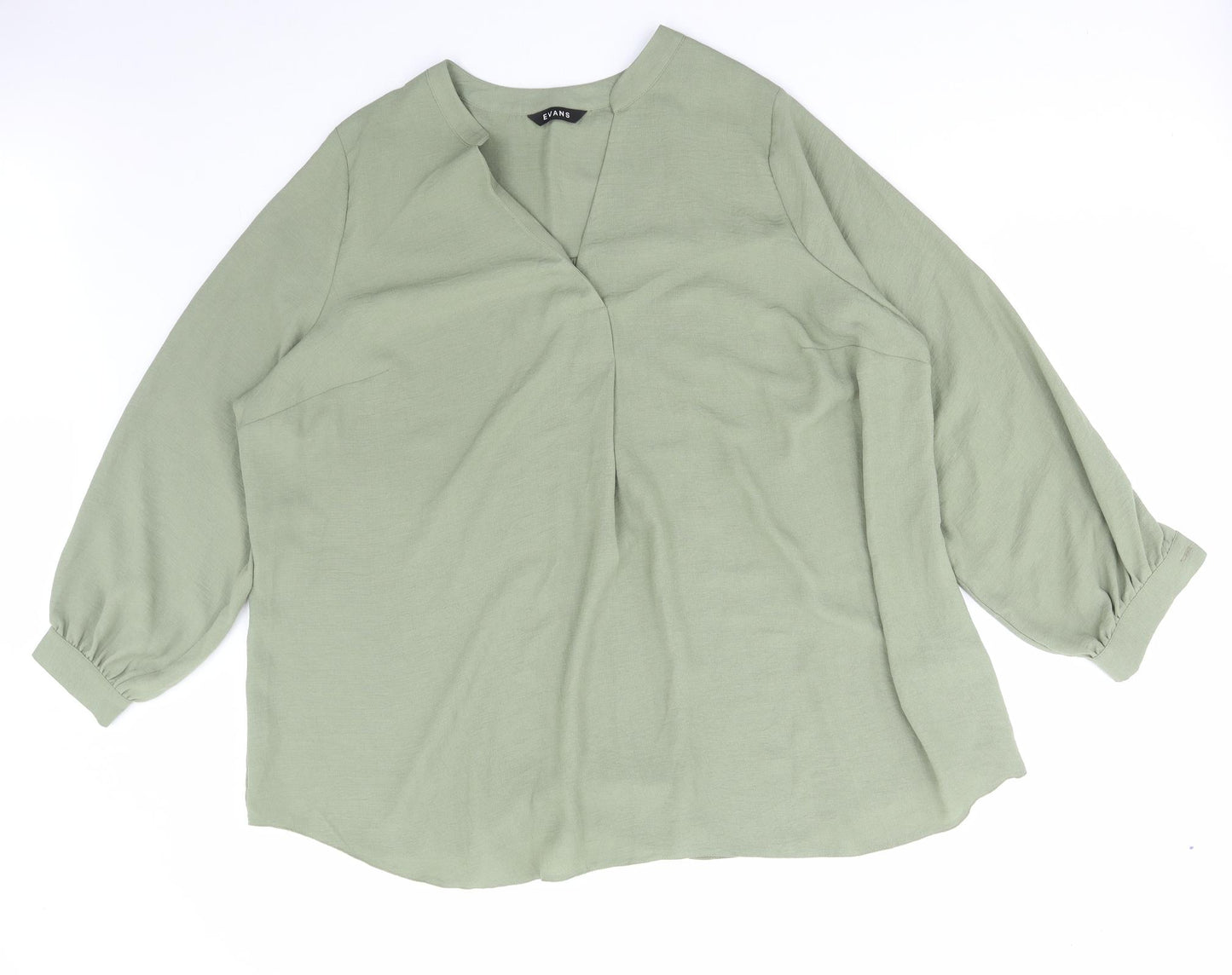 Evans Womens Green Polyester Basic Blouse Size 22 V-Neck