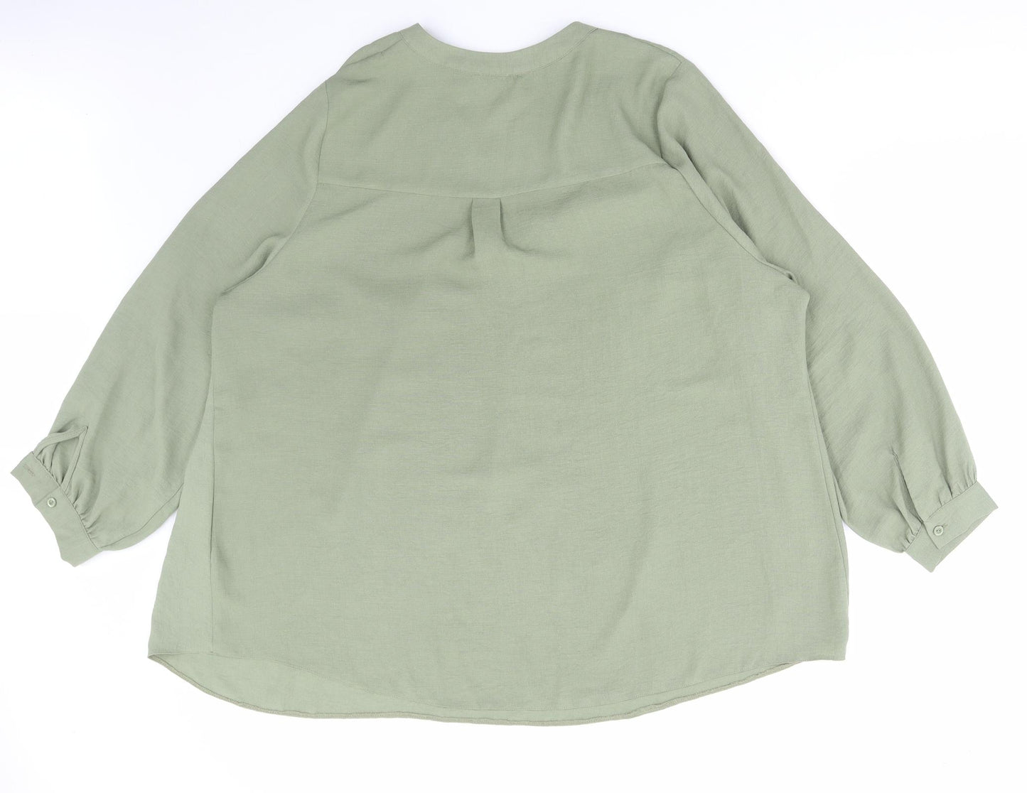 Evans Womens Green Polyester Basic Blouse Size 22 V-Neck