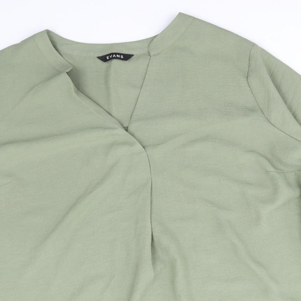 Evans Womens Green Polyester Basic Blouse Size 22 V-Neck