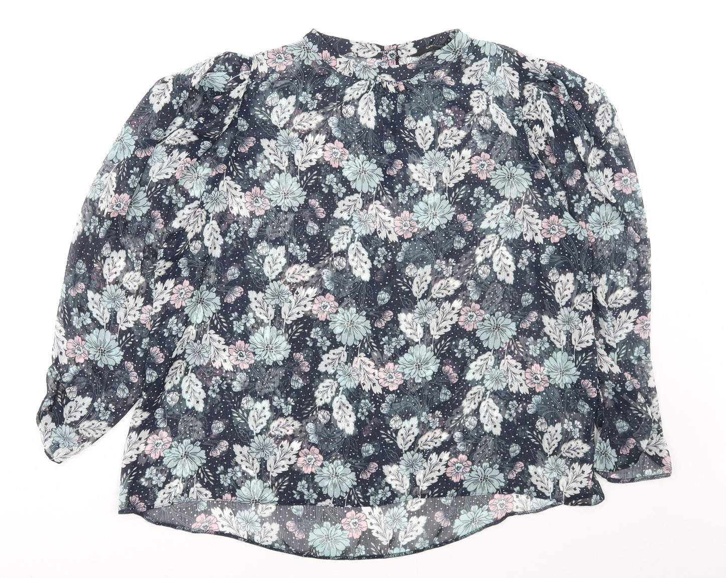 George Womens Multicoloured Floral Polyester Basic Blouse Size 22 Round Neck