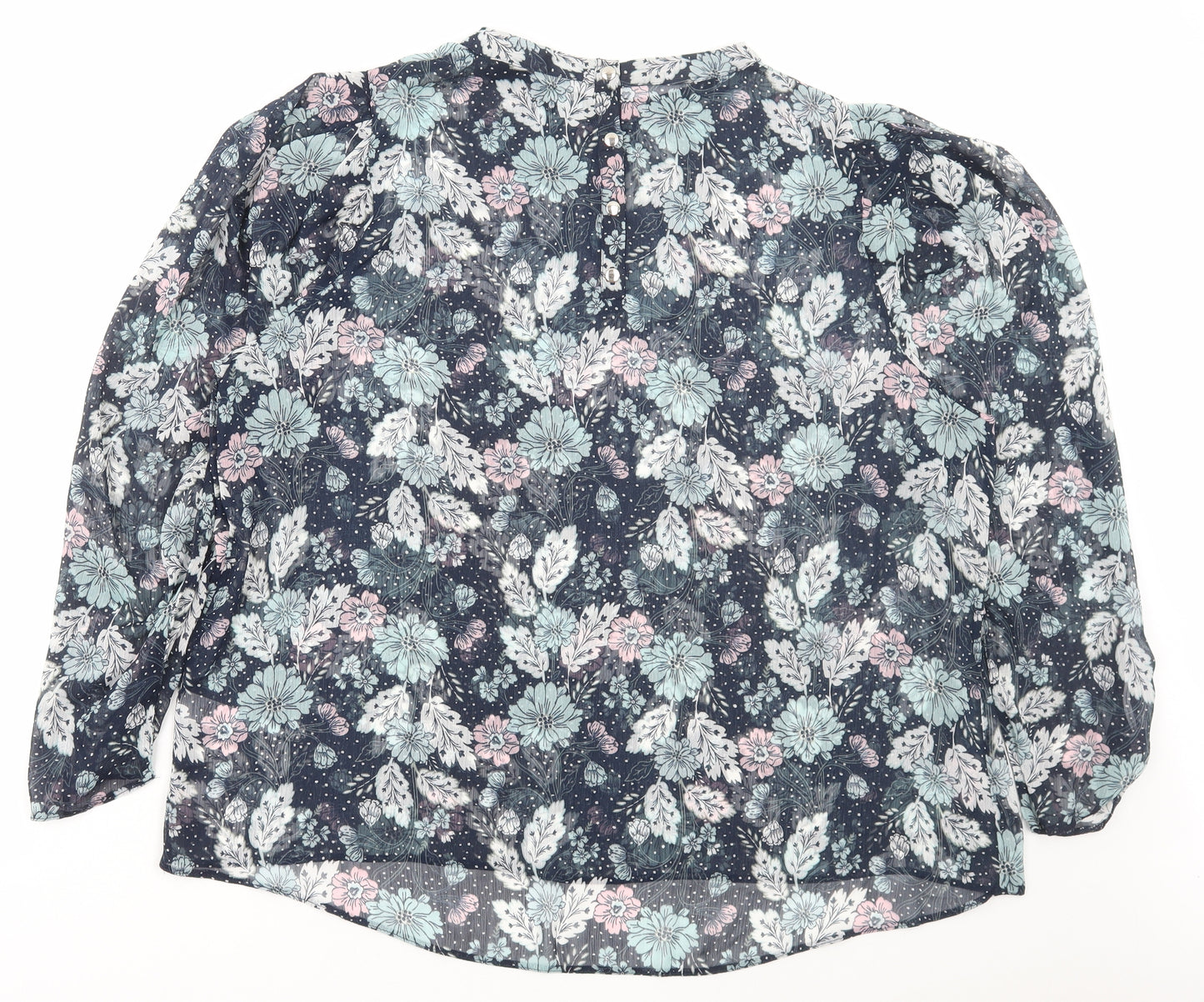 George Womens Multicoloured Floral Polyester Basic Blouse Size 22 Round Neck