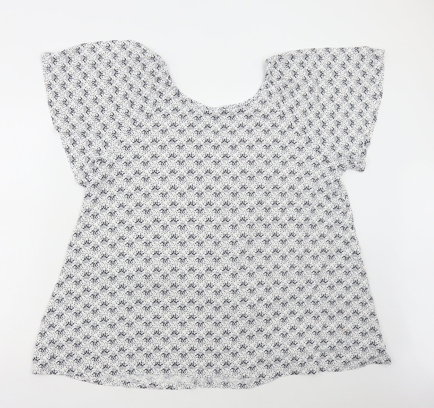 George Womens White Geometric Viscose Basic Blouse Size 22 Scoop Neck - Cold Shoulder