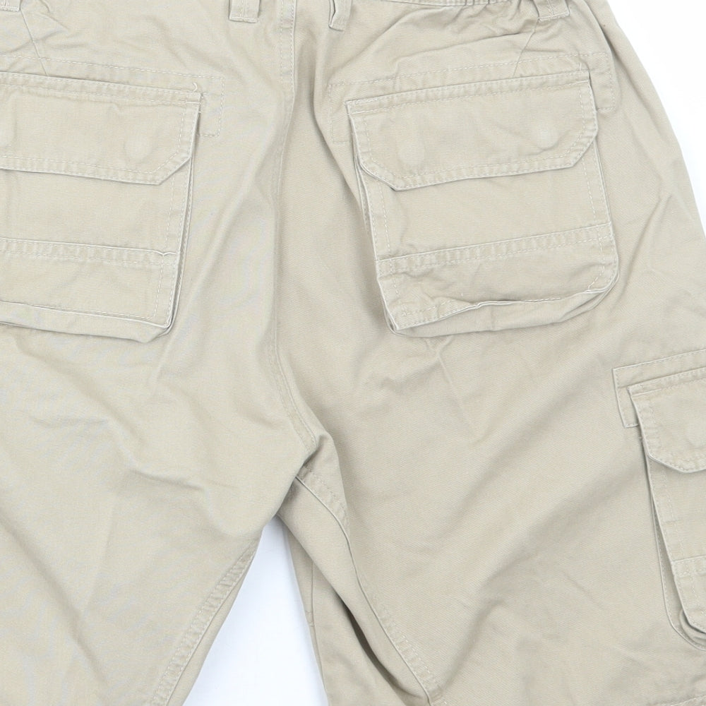 Peter Storm Mens Beige Cotton Cargo Shorts Size 32 in L10 in Regular Button