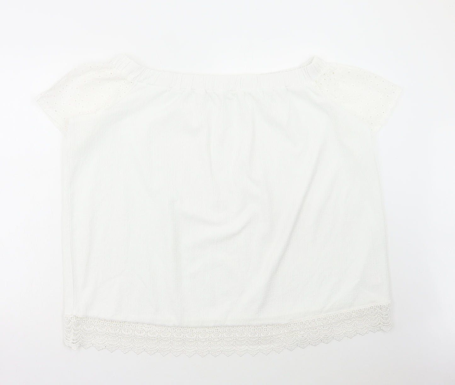 George Womens White Polyester Basic Blouse Size 24 Off the Shoulder