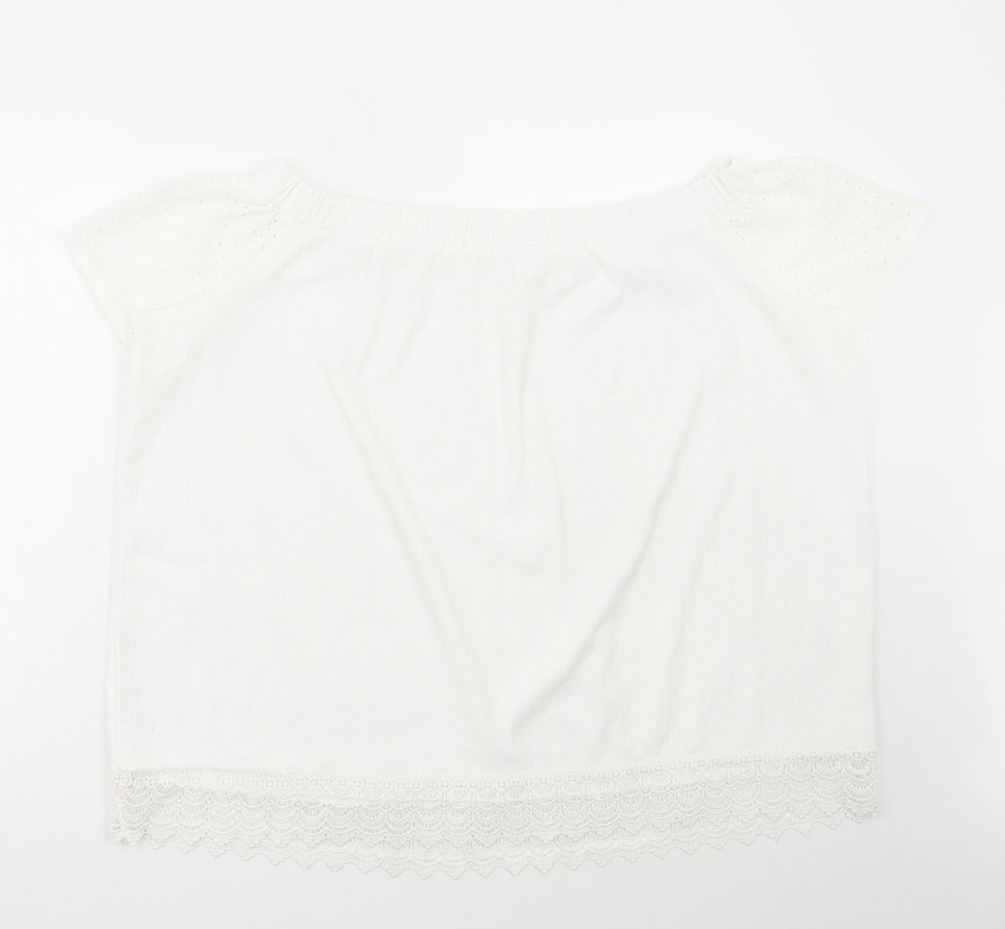 George Womens White Polyester Basic Blouse Size 24 Off the Shoulder