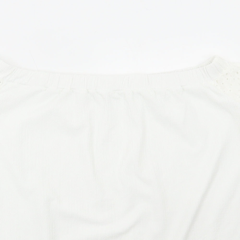 George Womens White Polyester Basic Blouse Size 24 Off the Shoulder