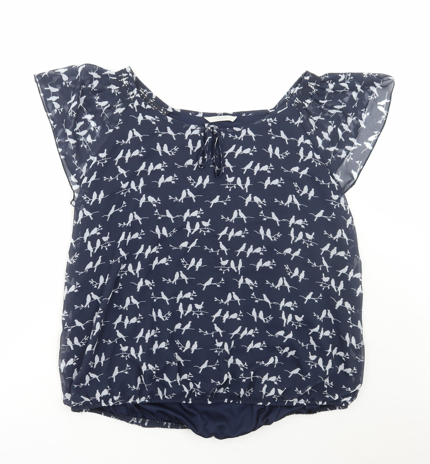 George Womens Blue Geometric Polyester Basic Blouse Size 22 Scoop Neck