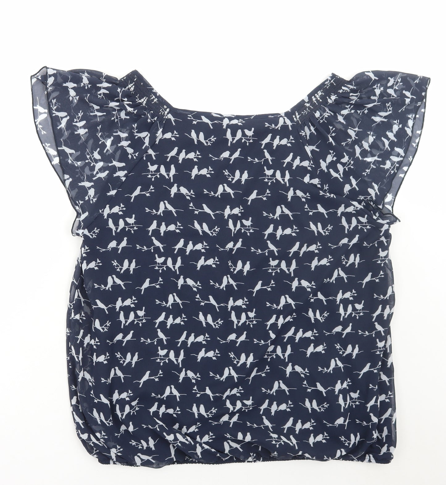 George Womens Blue Geometric Polyester Basic Blouse Size 22 Scoop Neck