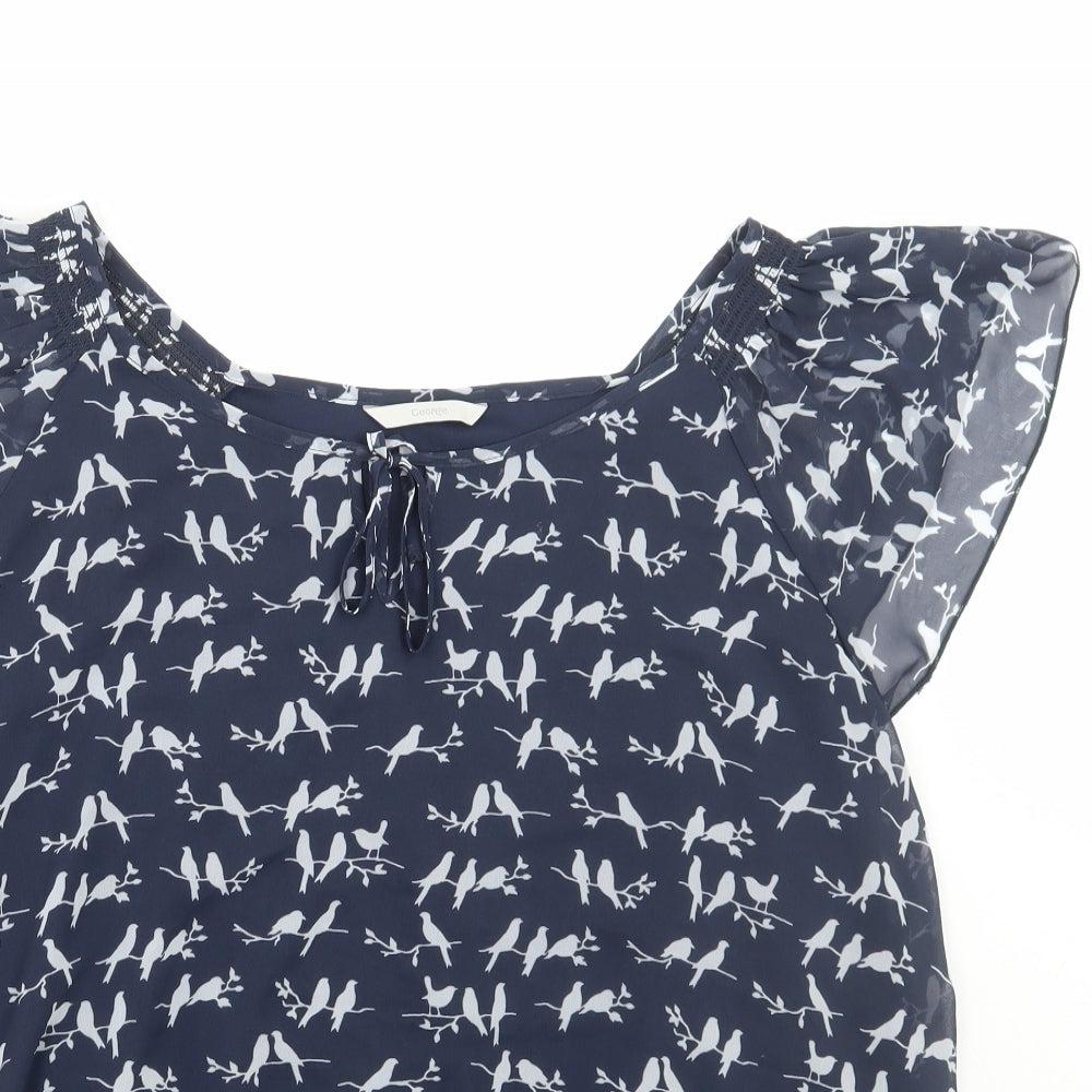 George Womens Blue Geometric Polyester Basic Blouse Size 22 Scoop Neck