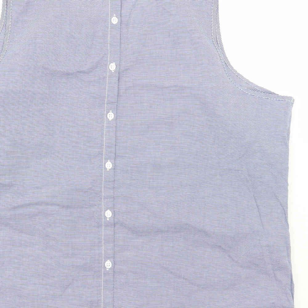 George Womens Blue Striped Cotton Basic Tank Size 24 Round Neck
