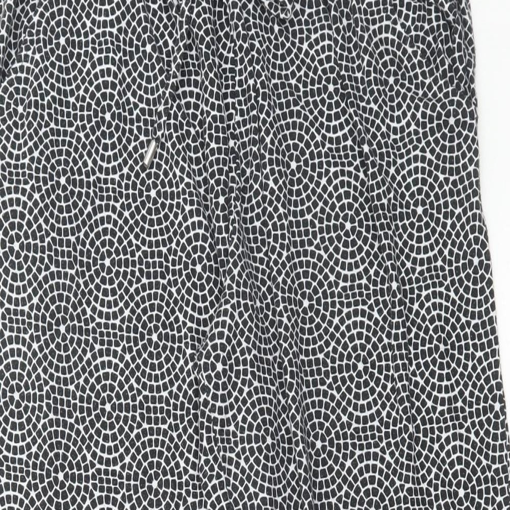 Primark Womens Black Geometric Polyester Jogger Trousers Size M L29 in Regular Drawstring