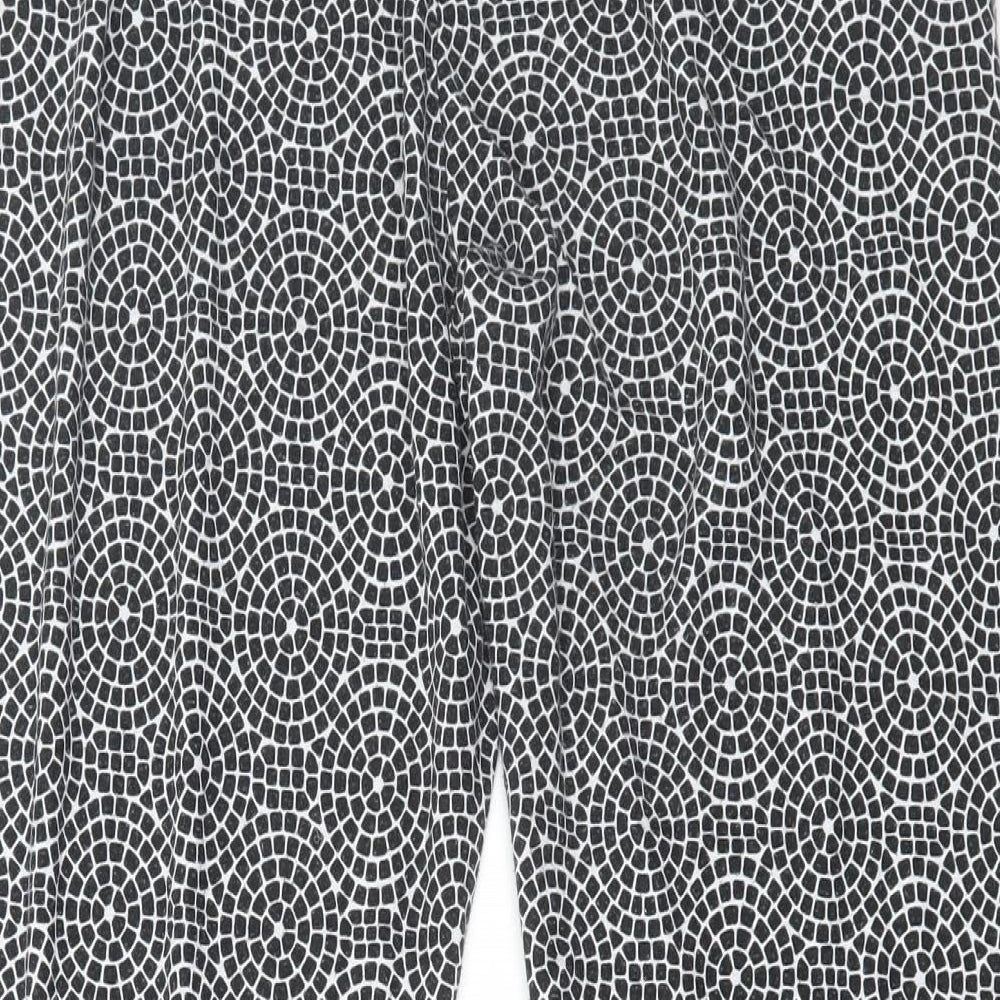 Primark Womens Black Geometric Polyester Jogger Trousers Size M L29 in Regular Drawstring