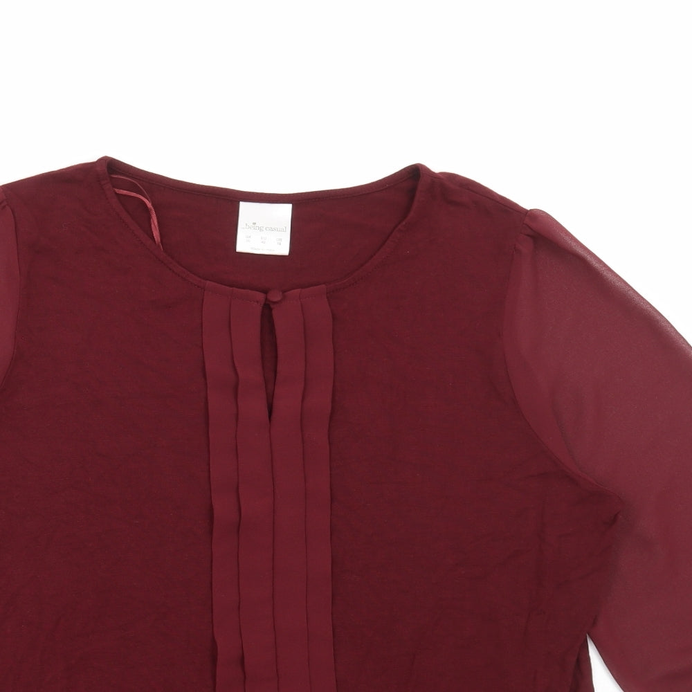 being casual Womens Red Viscose Basic Blouse Size 20 Round Neck
