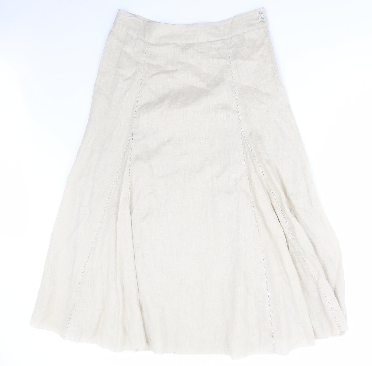 Wrap Womens Beige Linen Flare Skirt Size 12 Zip