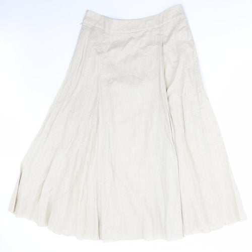 Wrap Womens Beige Linen Flare Skirt Size 12 Zip
