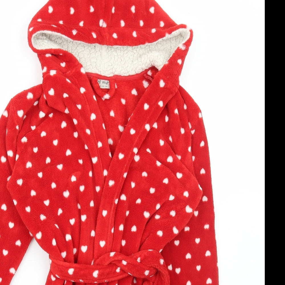 NEXT Girls Red Polka Dot Polyester Robe Size 9-10 Years Tie