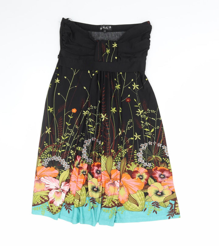 Stella Womens Multicoloured Floral Polyester A-Line Size M Off the Shoulder Pullover