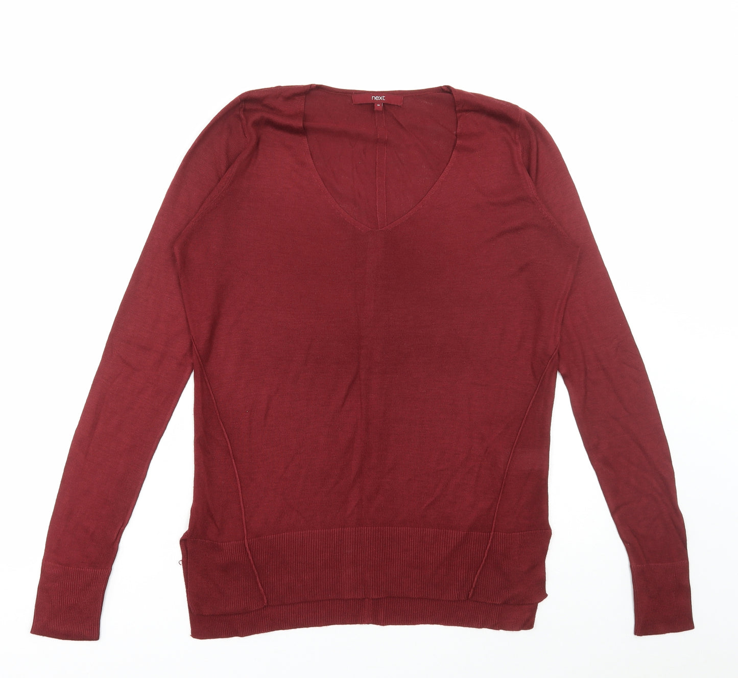 NEXT Womens Red V-Neck Viscose Pullover Jumper Size 10