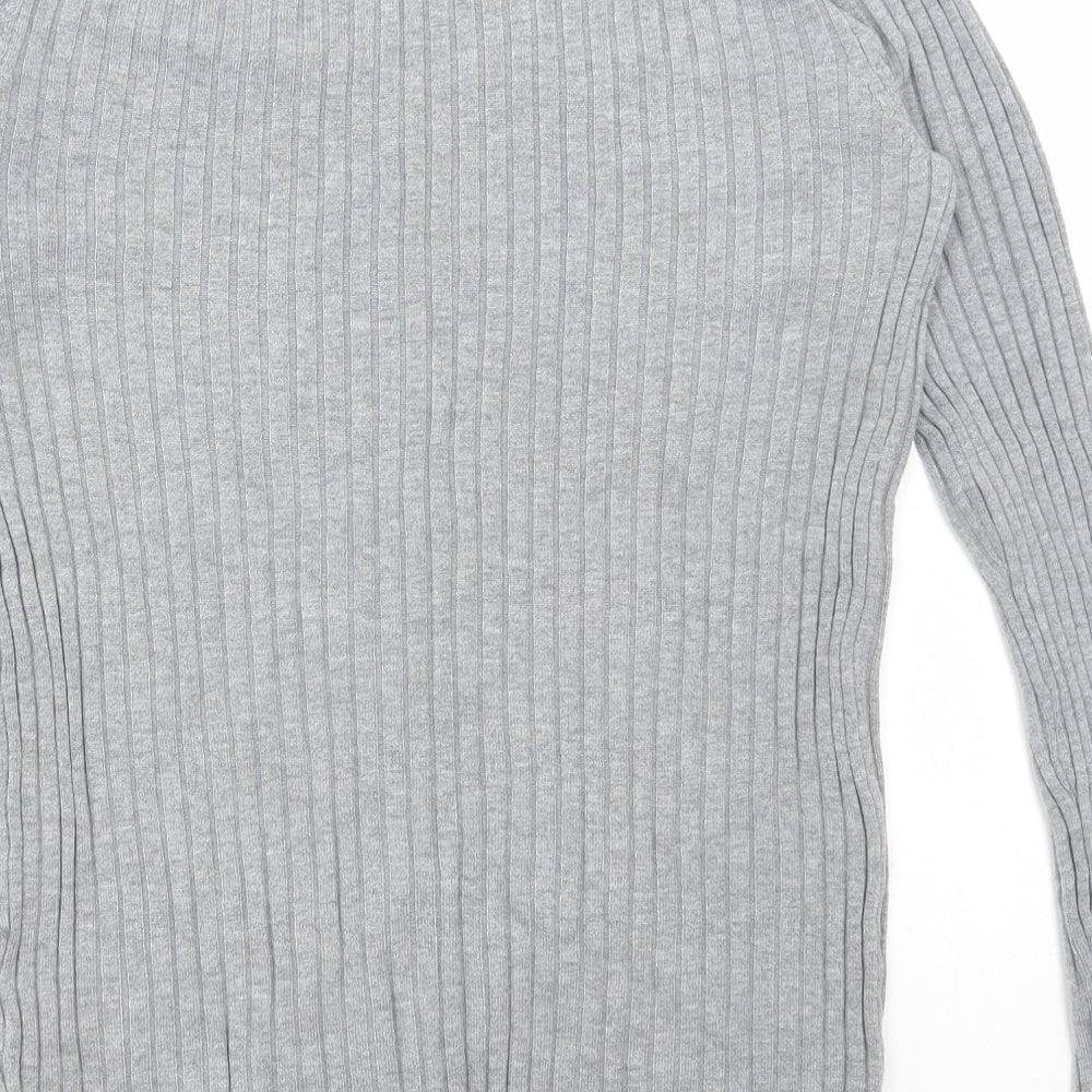 H&M Womens Grey Round Neck Acrylic Pullover Jumper Size M - Ribbed
