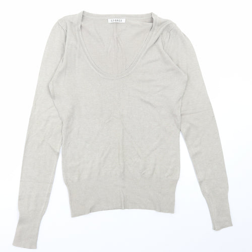 George Womens Beige Scoop Neck Viscose Pullover Jumper Size 10